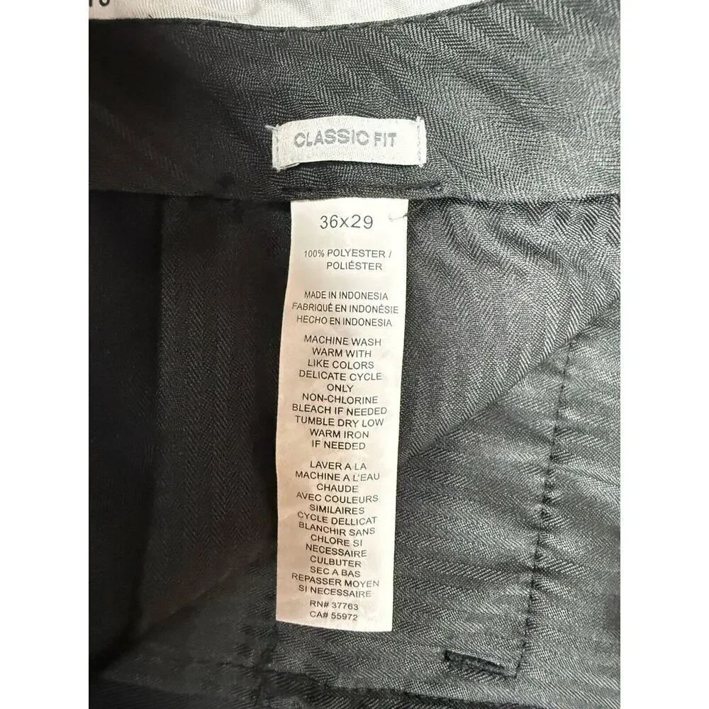 Perry Ellis Portfolio Men’s Dress Pants 36 x 29 Classic Fit Black Pleated A262